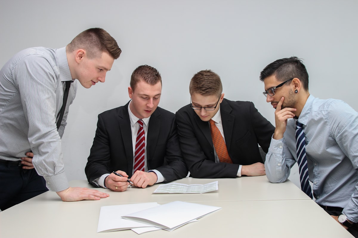 Team reviewing a link building and outreach strategy document